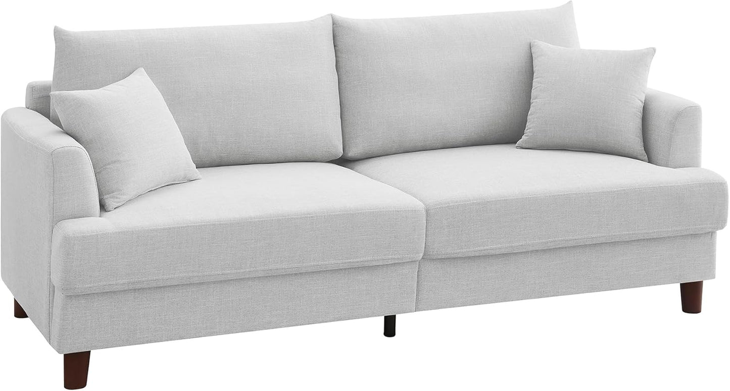 Cloud Comfort Couch – 81" 3 Seater Couch, Includes 2 Matching Pillows, Sofa with Removable & Machine-Washable Covers, Spring-Loaded Cushions, Easy Assembly (Light Grey, 3 Seater)