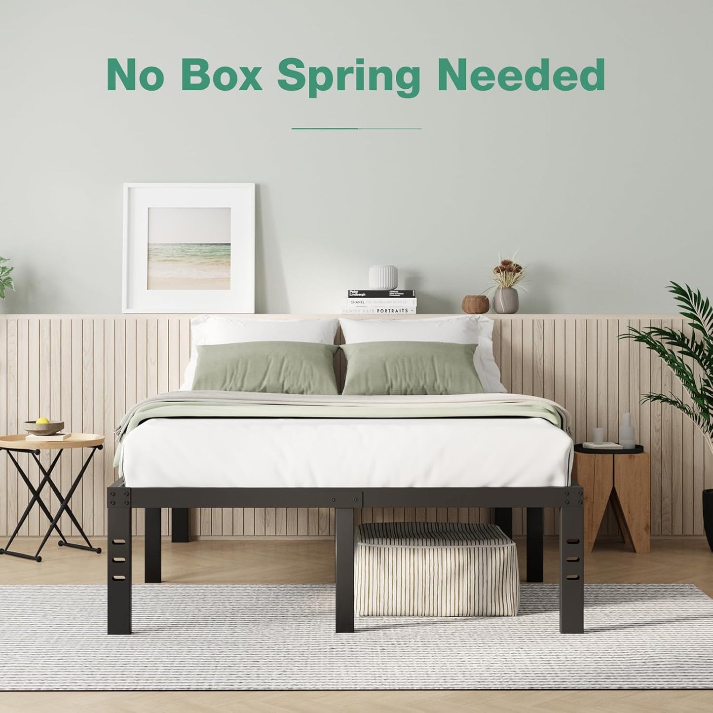 Novilla Queen Bed Frame, 14 Inch Metal Platform Bed Frame Queen Size with Storage Space Under Bed, Heavy Duty Steel Slat Support, Easy Assembly, No Box Spring Needed
