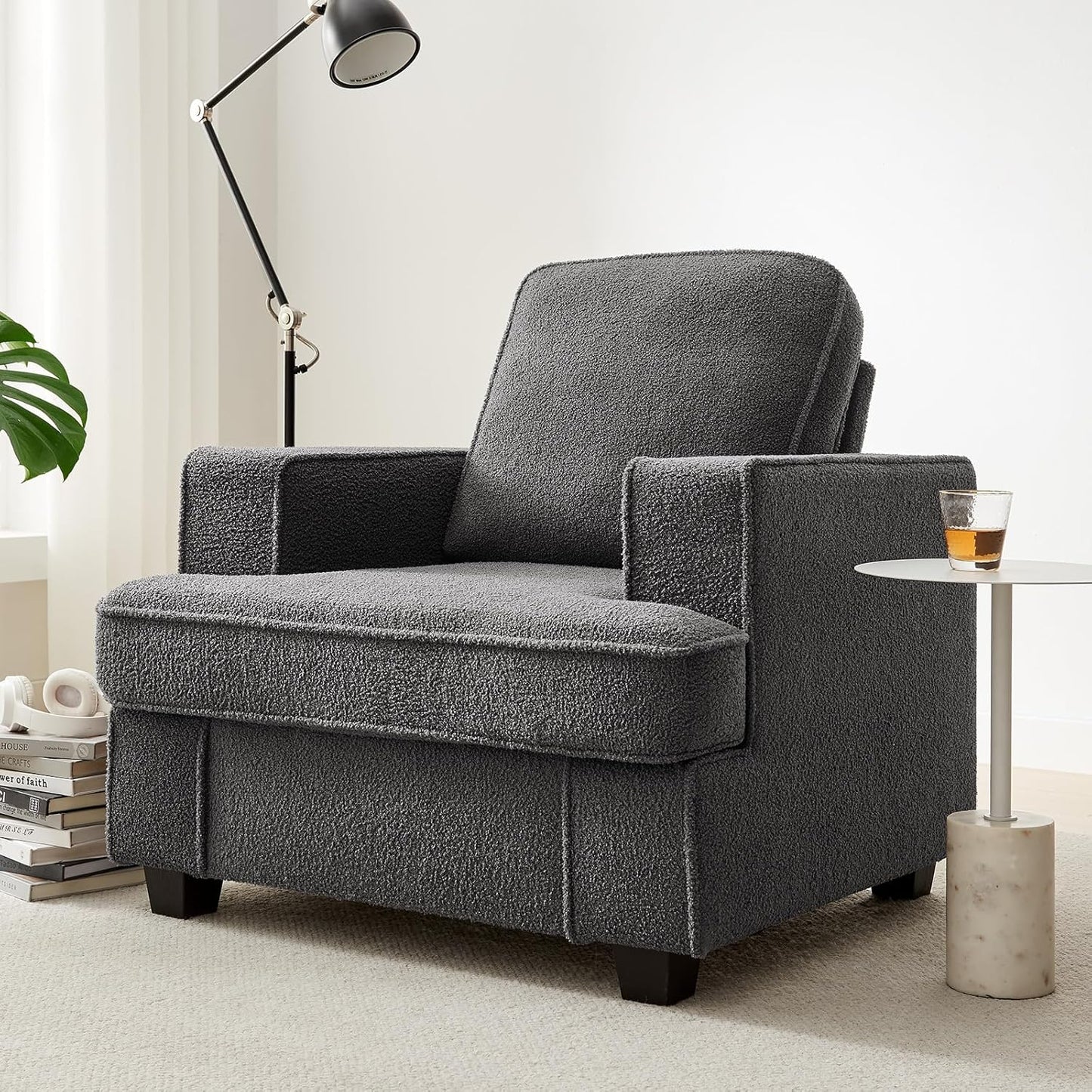 Couches for Living Room, 82” Spacious Deep Seat Sofa for Living Room/Bedroom/Office/Apartment, Sofa Bed for Small Spaces, Detachable Futon Couch Cover, Easy to Install, Beige Teddy Fleece