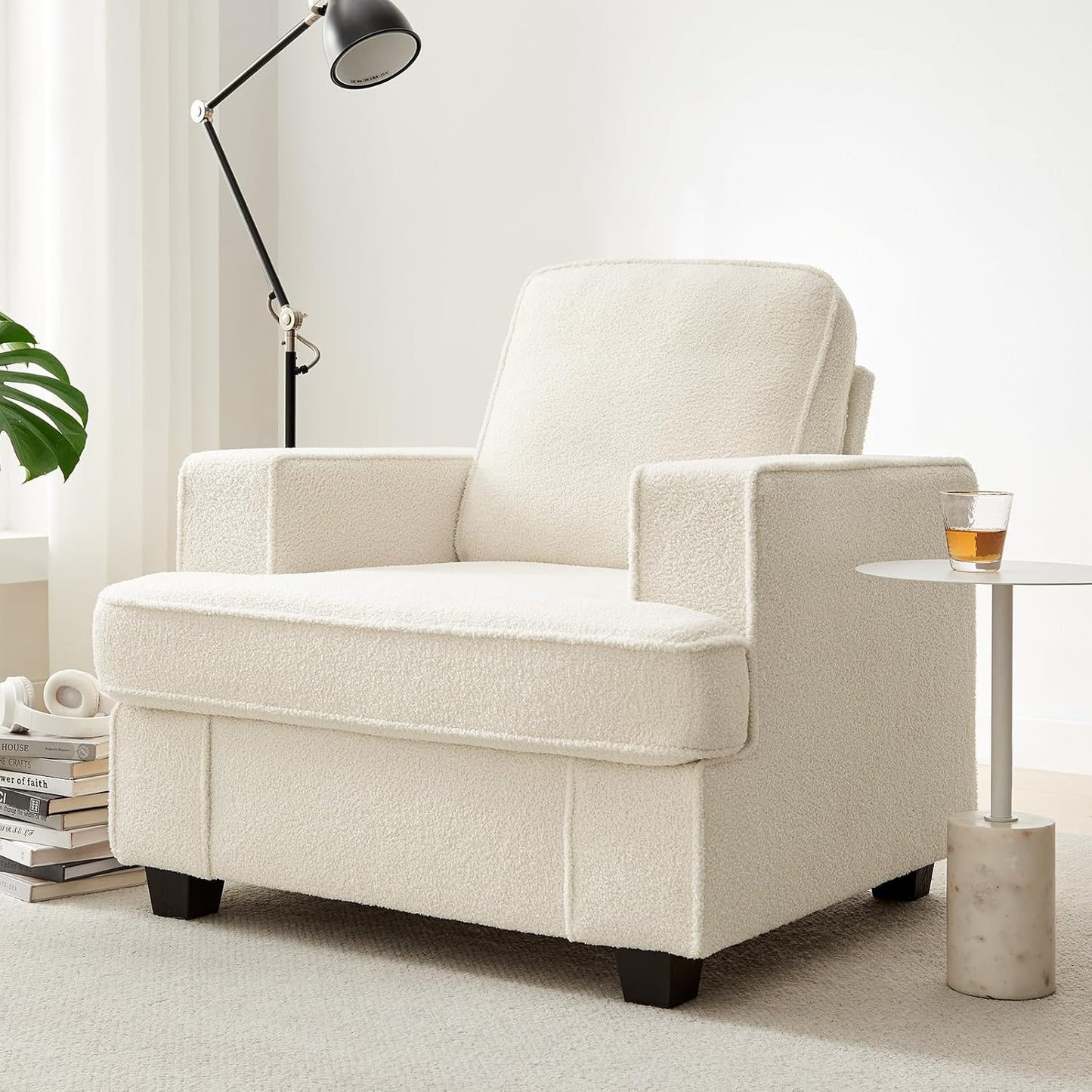 Couches for Living Room, 82” Spacious Deep Seat Sofa for Living Room/Bedroom/Office/Apartment, Sofa Bed for Small Spaces, Detachable Futon Couch Cover, Easy to Install, Beige Teddy Fleece