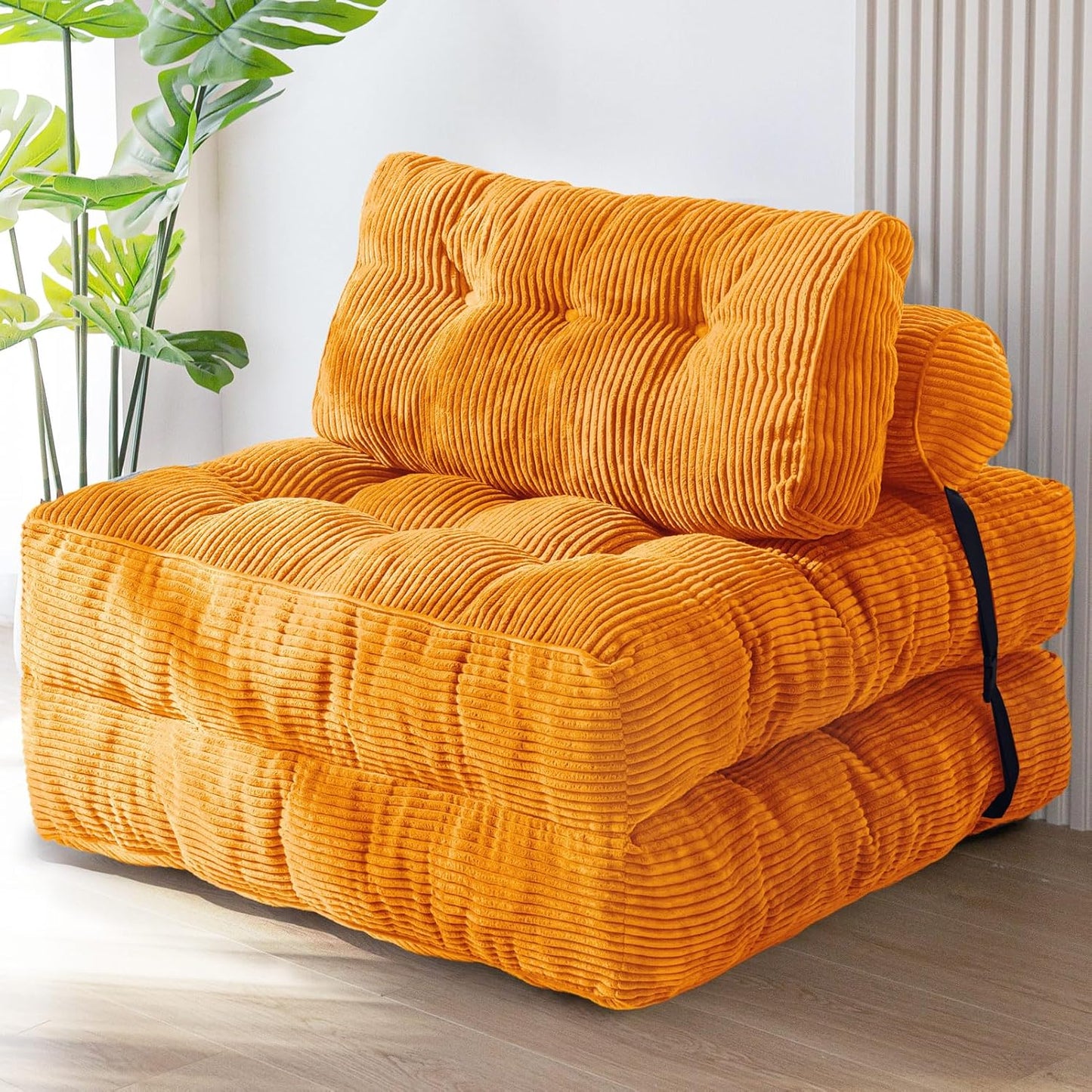 MAXYOYO Folding Sofa Bed, Convertible Sleeper Chair with Pillow Foldable Mattress with Back Support, Portable Fold Out Chair Bed Comfy Floor Sofa Lounge for Living Room Bedroom, Dark Grey, Single