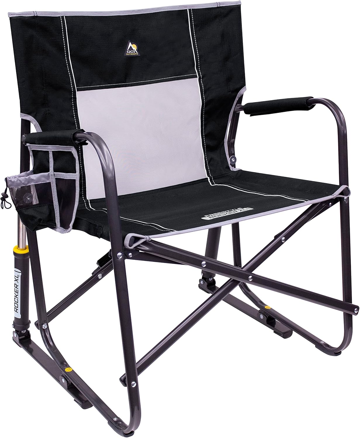 GCI OUTDOOR Freestyle Rocker Camping Chair | Portable Folding Rocking Chair with Solid, Durable Armrests, Drink Holder & Comfortable Backrest — Indigo Blue