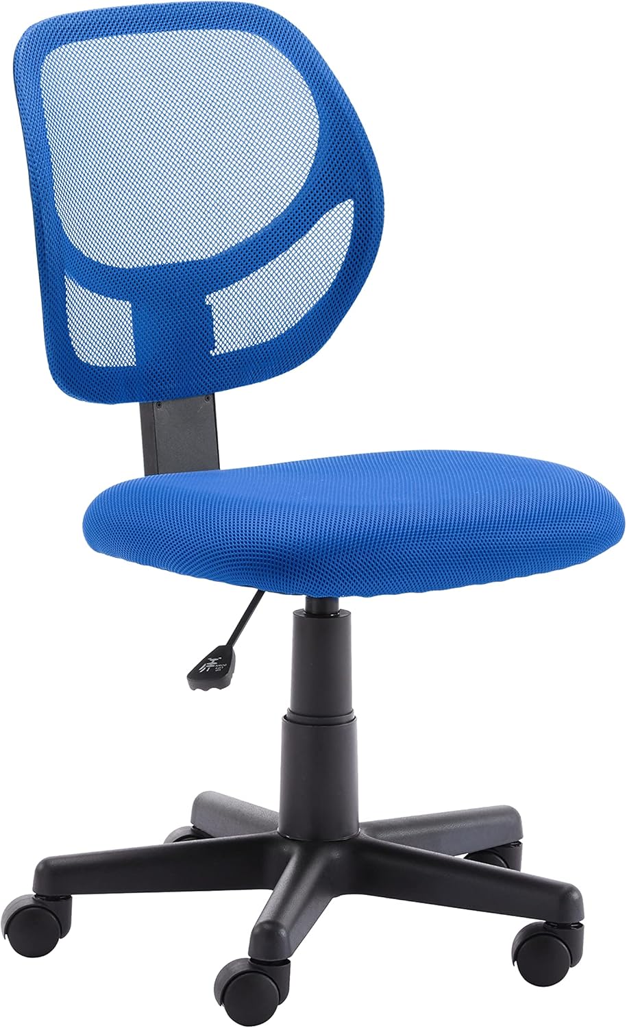 Amazon Basics Rolling Desk Chair, Adjustable, Low Back, Padded Seat, Breathable Mesh, Swivel, Black, 21.25" D x 22.5" W x 38" H