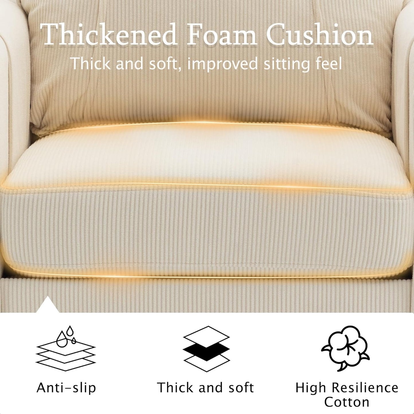 Accent Chair, Arm Chair for Living Room, Mid-Century Modern Upholstered Reading Chair, Comfy Club Chair with Side Pockets and Soft Cushion, Corduroy Fabric Sofachair for Bedroom