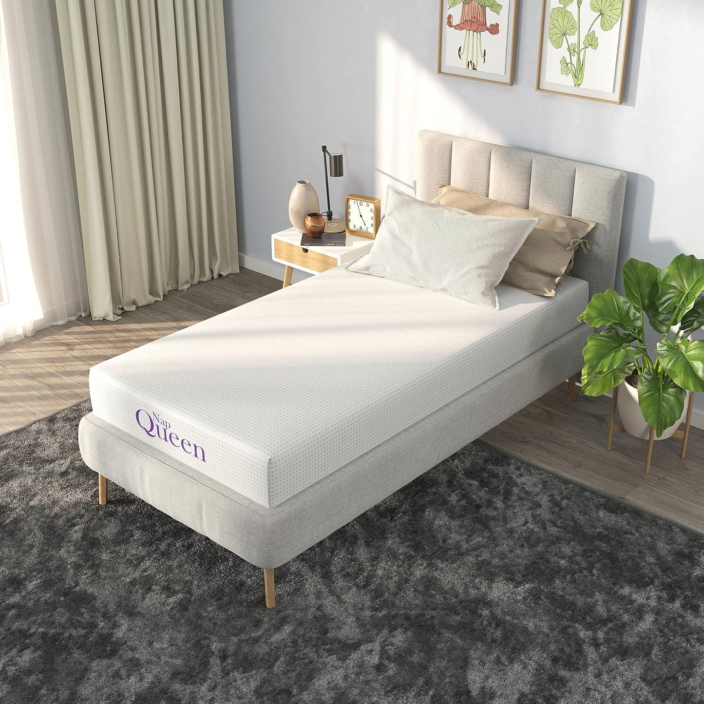 NapQueen Full Mattress, 6 Inch Charcoal Memory Foam Mattress, Full Bed Mattress in a Box, CertiPUR-US Certified, Medium Firm, Breathable Soft Fabric Cover, White