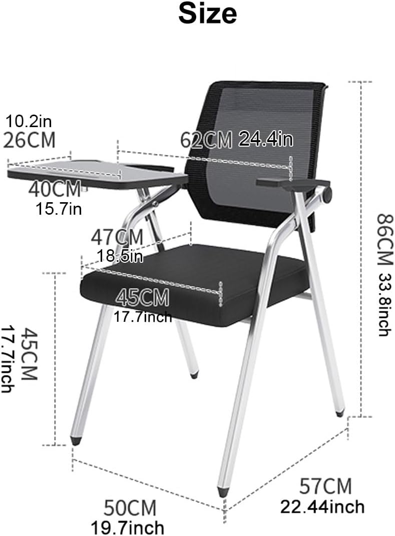 Conference Room Chairs with Table Arms,Upholstered Fabric Stacking Chair,Guest Reception Chairs with Desk Attached Mesh Back Folding Training Chair with Lumbar Support,for Meeting Room(Orange)
