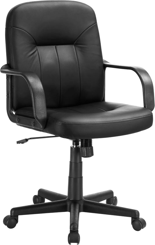 Coaster Home Furnishings - Minato - Leatherette Upholstered Adjustable Office Chair with Sloped Arms and Caster Wheel Bases - Contemporary - Home Office - Black - 800049