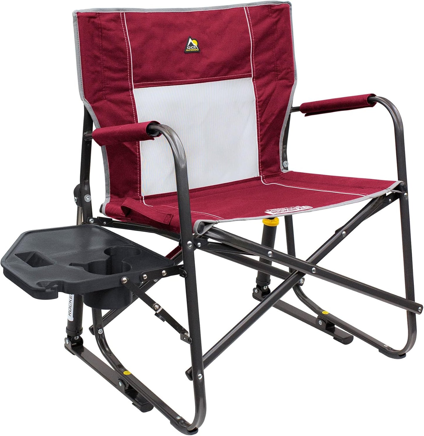 GCI OUTDOOR Freestyle Rocker Camping Chair | Portable Folding Rocking Chair with Solid, Durable Armrests, Drink Holder & Comfortable Backrest — Indigo Blue