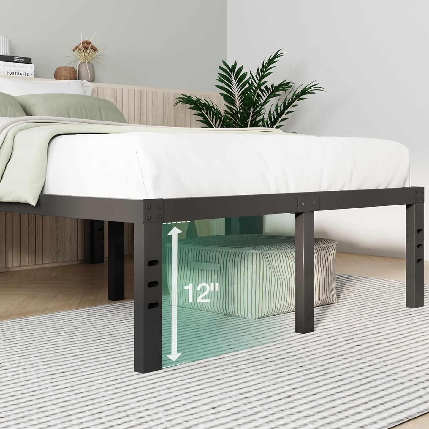 Novilla Queen Bed Frame, 14 Inch Metal Platform Bed Frame Queen Size with Storage Space Under Bed, Heavy Duty Steel Slat Support, Easy Assembly, No Box Spring Needed