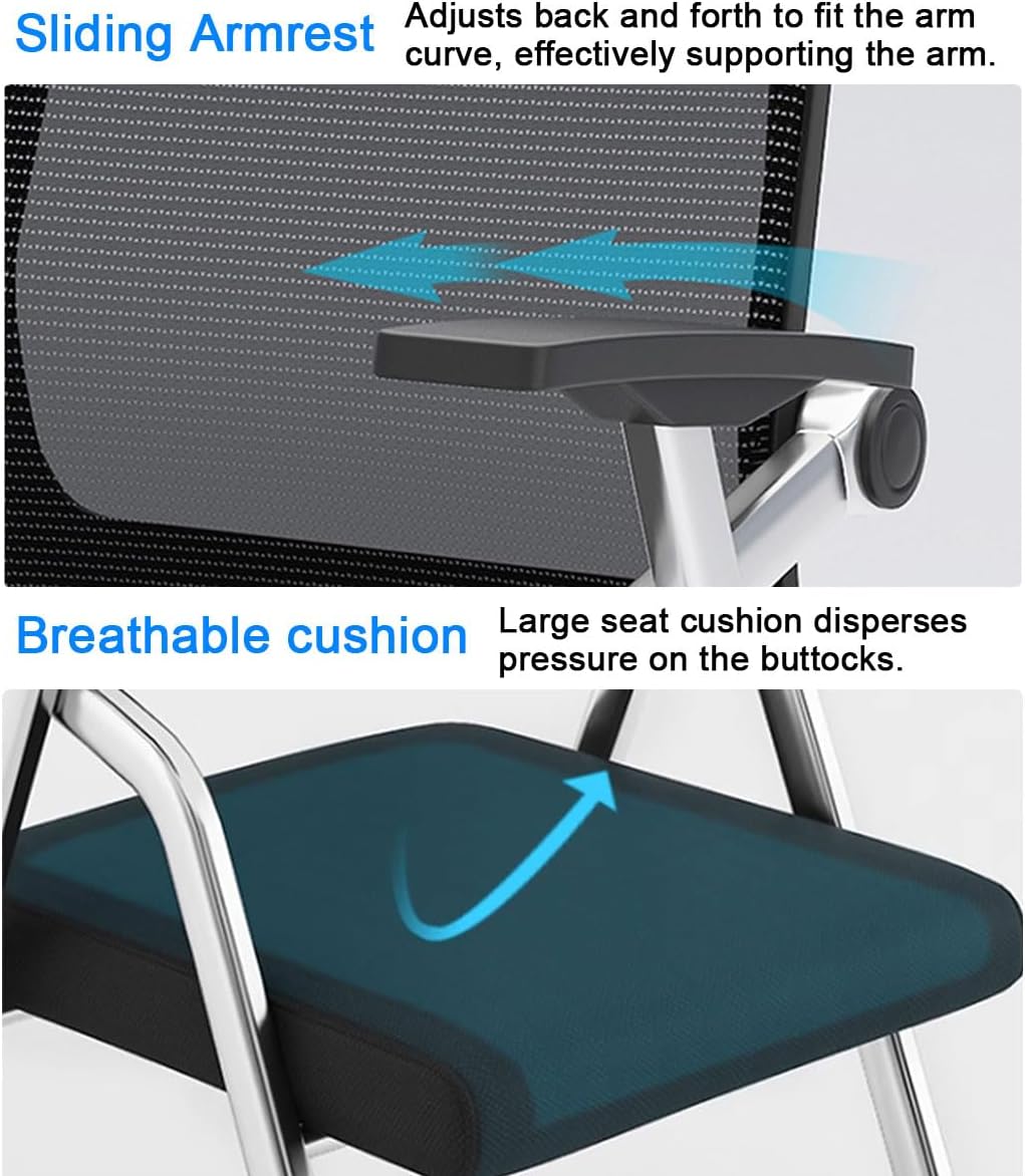 Conference Room Chairs with Table Arms,Upholstered Fabric Stacking Chair,Guest Reception Chairs with Desk Attached Mesh Back Folding Training Chair with Lumbar Support,for Meeting Room(Orange)