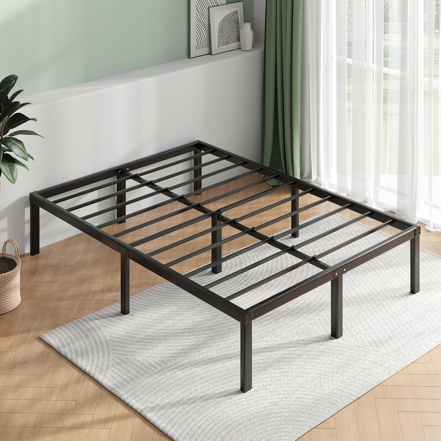 Novilla Queen Bed Frame, 14 Inch Metal Platform Bed Frame Queen Size with Storage Space Under Bed, Heavy Duty Steel Slat Support, Easy Assembly, No Box Spring Needed