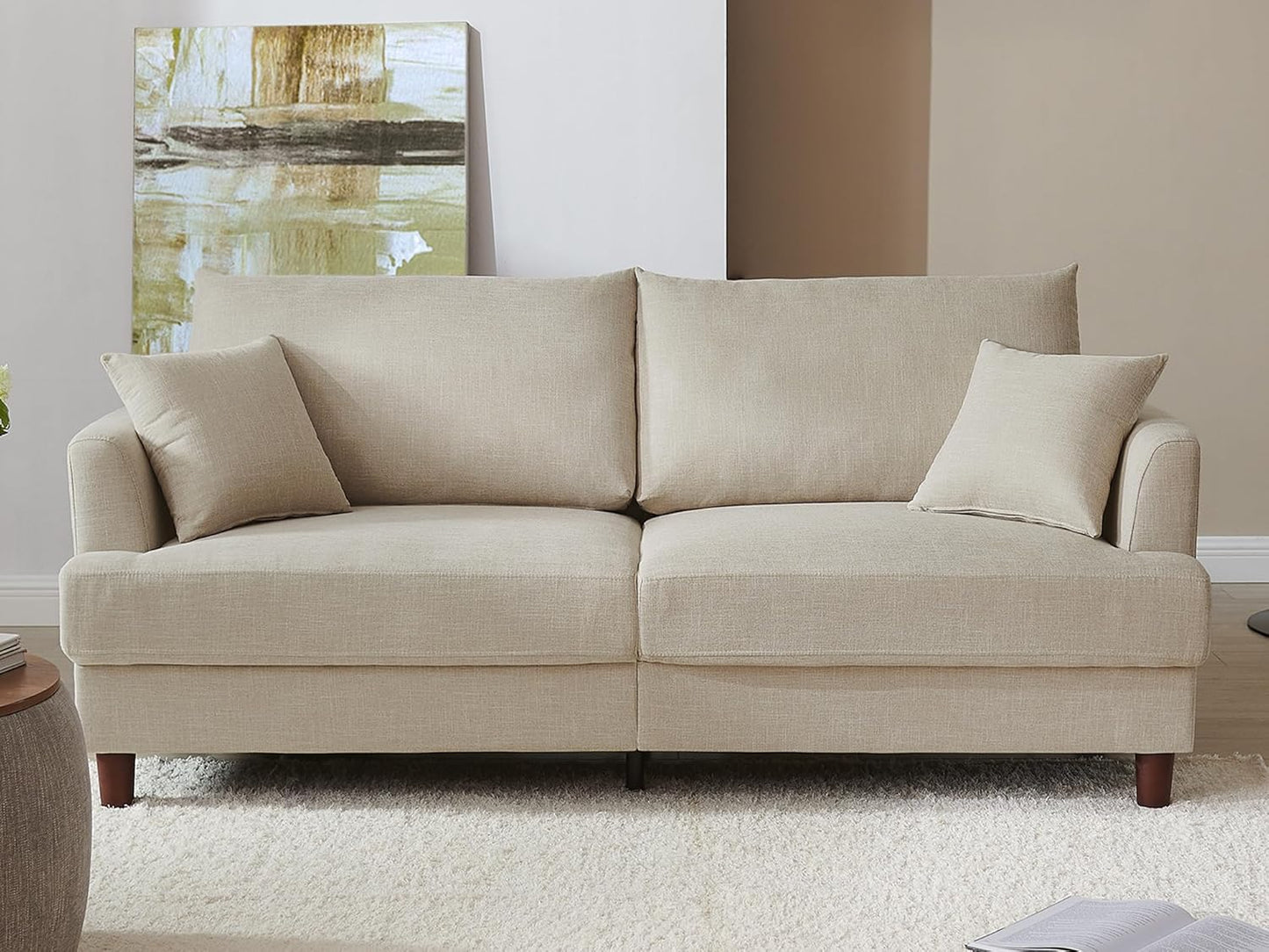 Cloud Comfort Couch – 81" 3 Seater Couch, Includes 2 Matching Pillows, Sofa with Removable & Machine-Washable Covers, Spring-Loaded Cushions, Easy Assembly (Light Grey, 3 Seater)