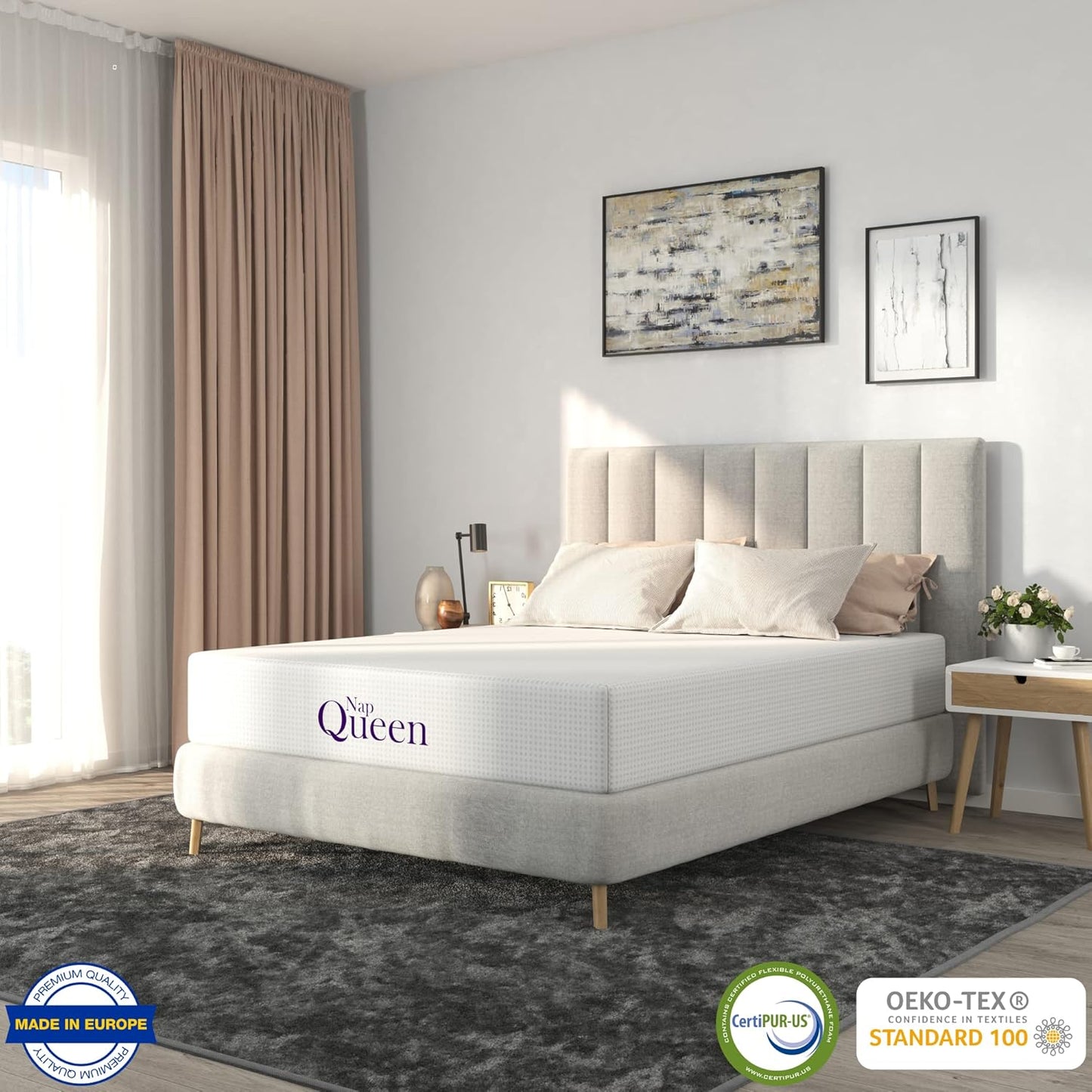 NapQueen Full Mattress, 6 Inch Charcoal Memory Foam Mattress, Full Bed Mattress in a Box, CertiPUR-US Certified, Medium Firm, Breathable Soft Fabric Cover, White
