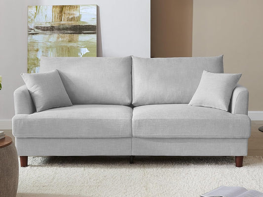 Cloud Comfort Couch – 81" 3 Seater Couch, Includes 2 Matching Pillows, Sofa with Removable & Machine-Washable Covers, Spring-Loaded Cushions, Easy Assembly (Light Grey, 3 Seater)
