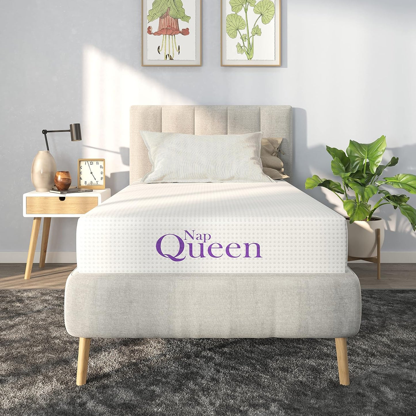 NapQueen Full Mattress, 6 Inch Charcoal Memory Foam Mattress, Full Bed Mattress in a Box, CertiPUR-US Certified, Medium Firm, Breathable Soft Fabric Cover, White