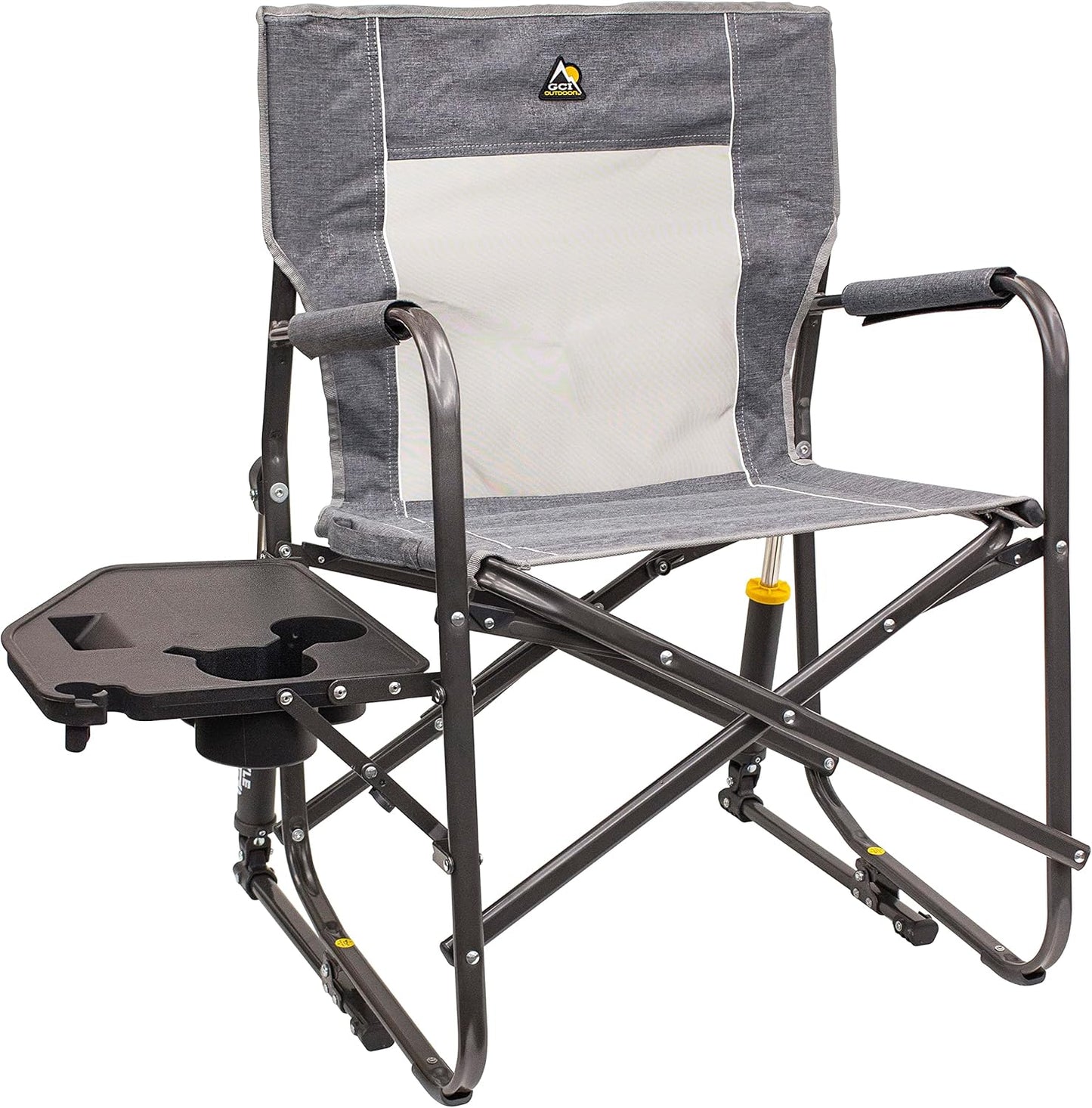GCI OUTDOOR Freestyle Rocker Camping Chair | Portable Folding Rocking Chair with Solid, Durable Armrests, Drink Holder & Comfortable Backrest — Indigo Blue