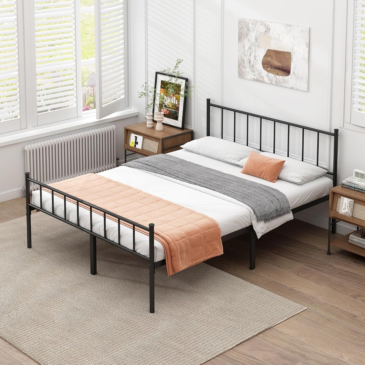 Queen Bed Frame-Classic Metal Platform Bed Frame,Mattress Foundation with Steel Slat Support,Under Foundation Storage,No Box Spring Needed, Easy Assembly, Queen Size